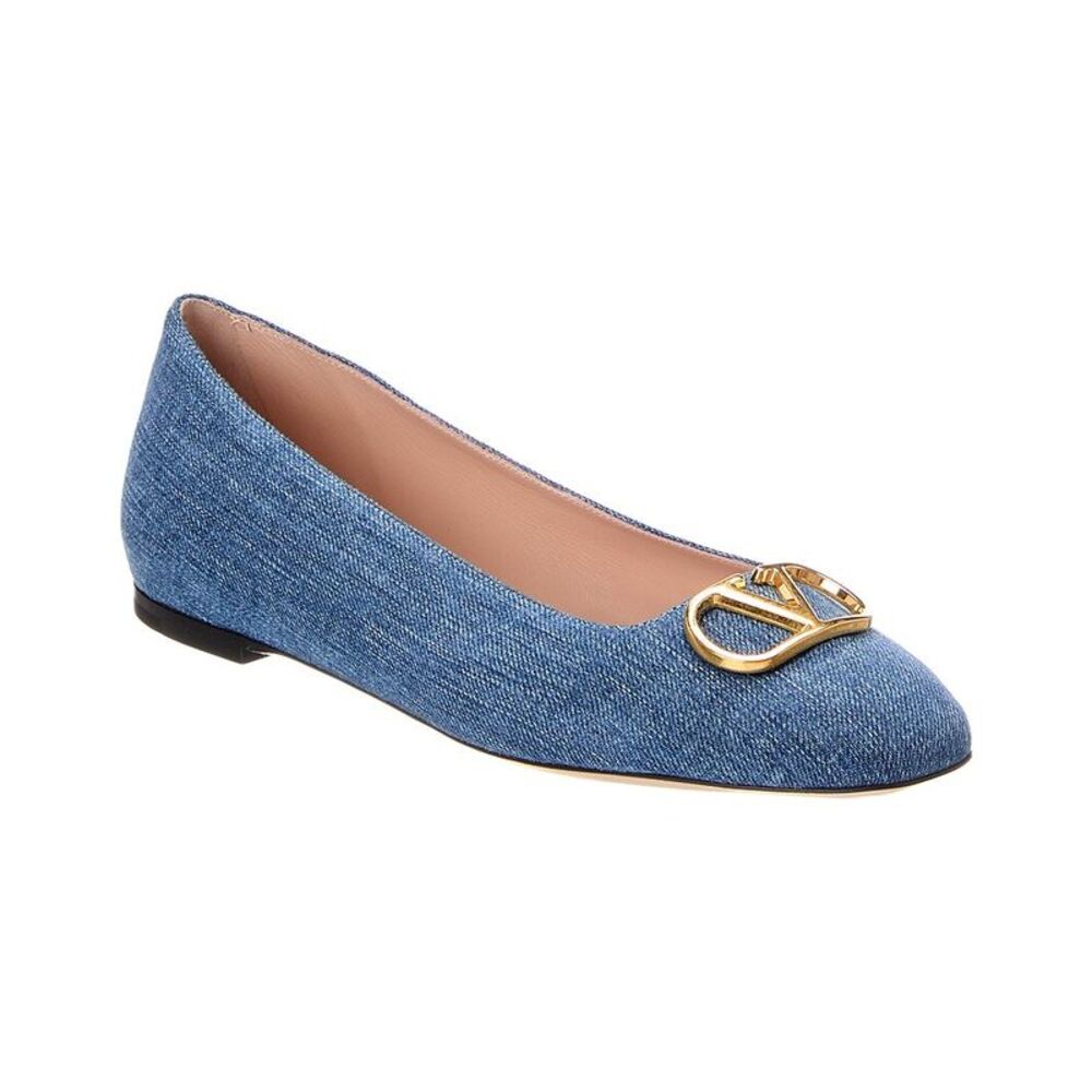 Valentino Vlogo Signature Demin Ballete Flat, Blue